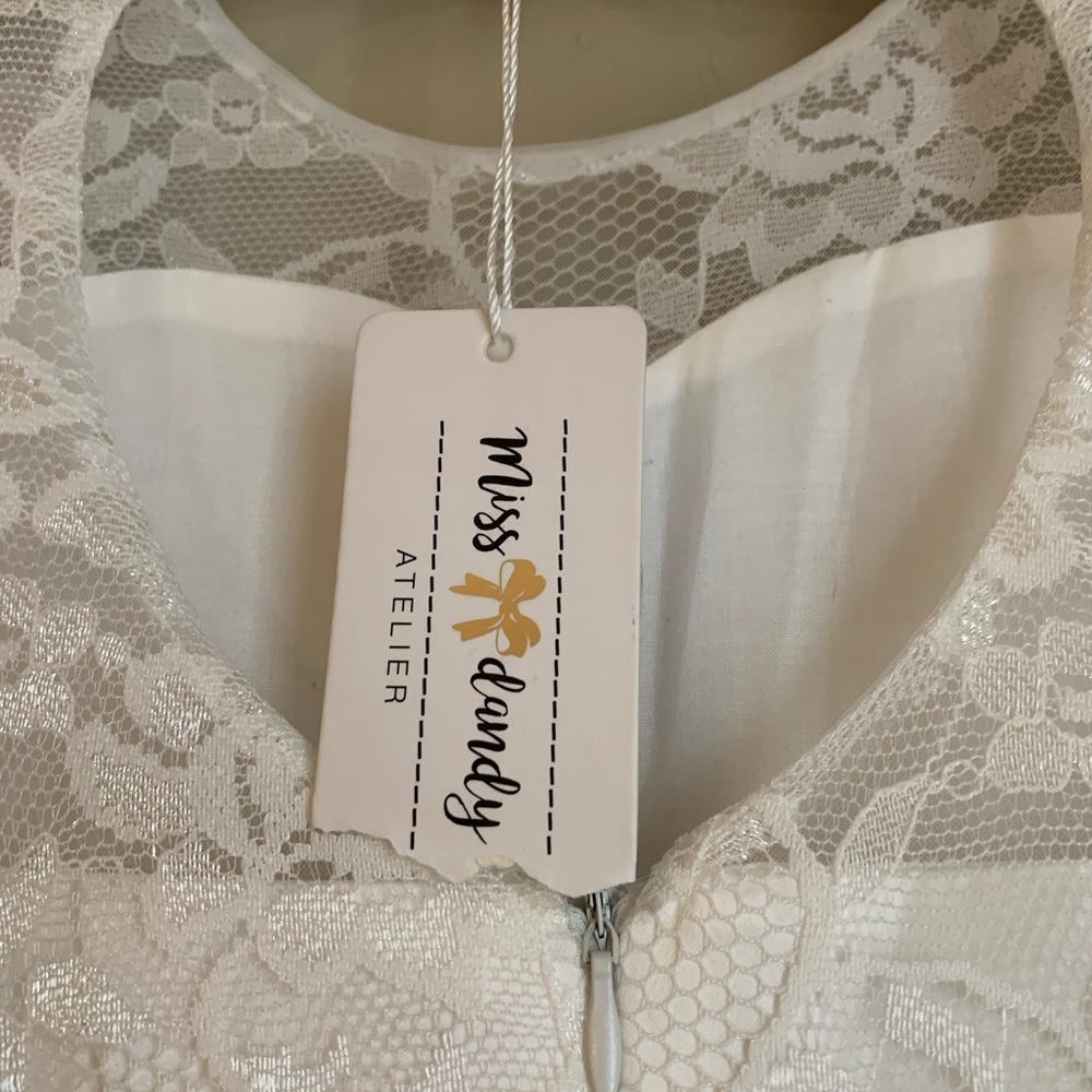 Miss dandy white lace dress sweatheart neckline junior bridesmaid flower girl - Picture 8 of 10